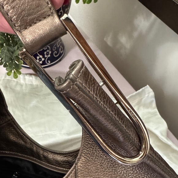 Furla Italian Luxury Shimmering Bronze Hobo Shoulder Bag - Picture 3 of 12